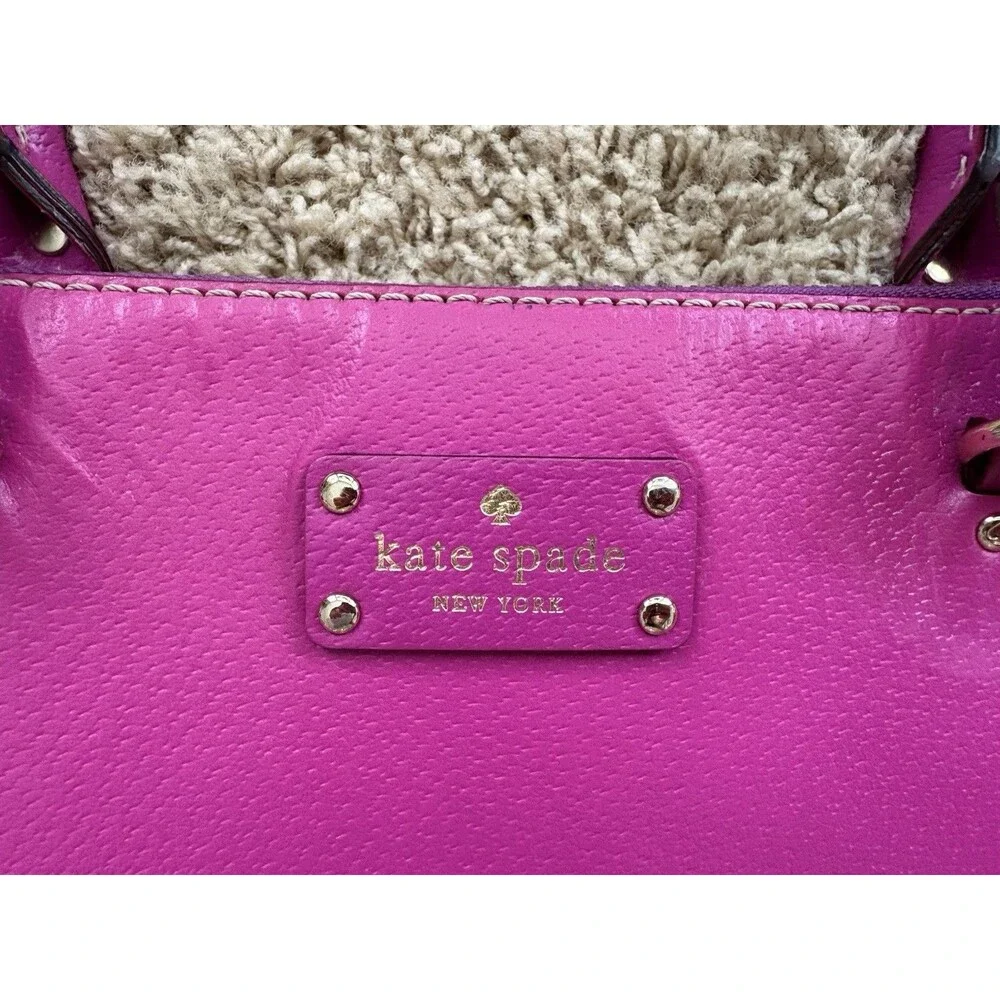 Kate Spade New York Wellesley Leather Tote Bag Fuchsia Pink Large Zippered Top